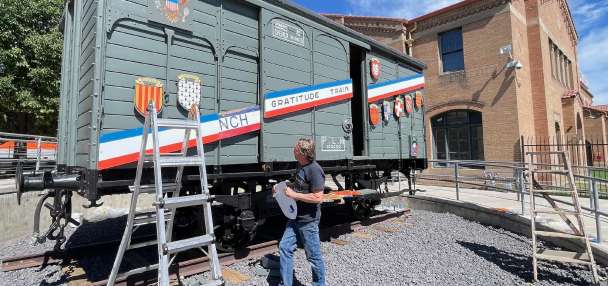 Historic Merci Boxcar, gift of France, restored and returned to Utah State Railroad Museum