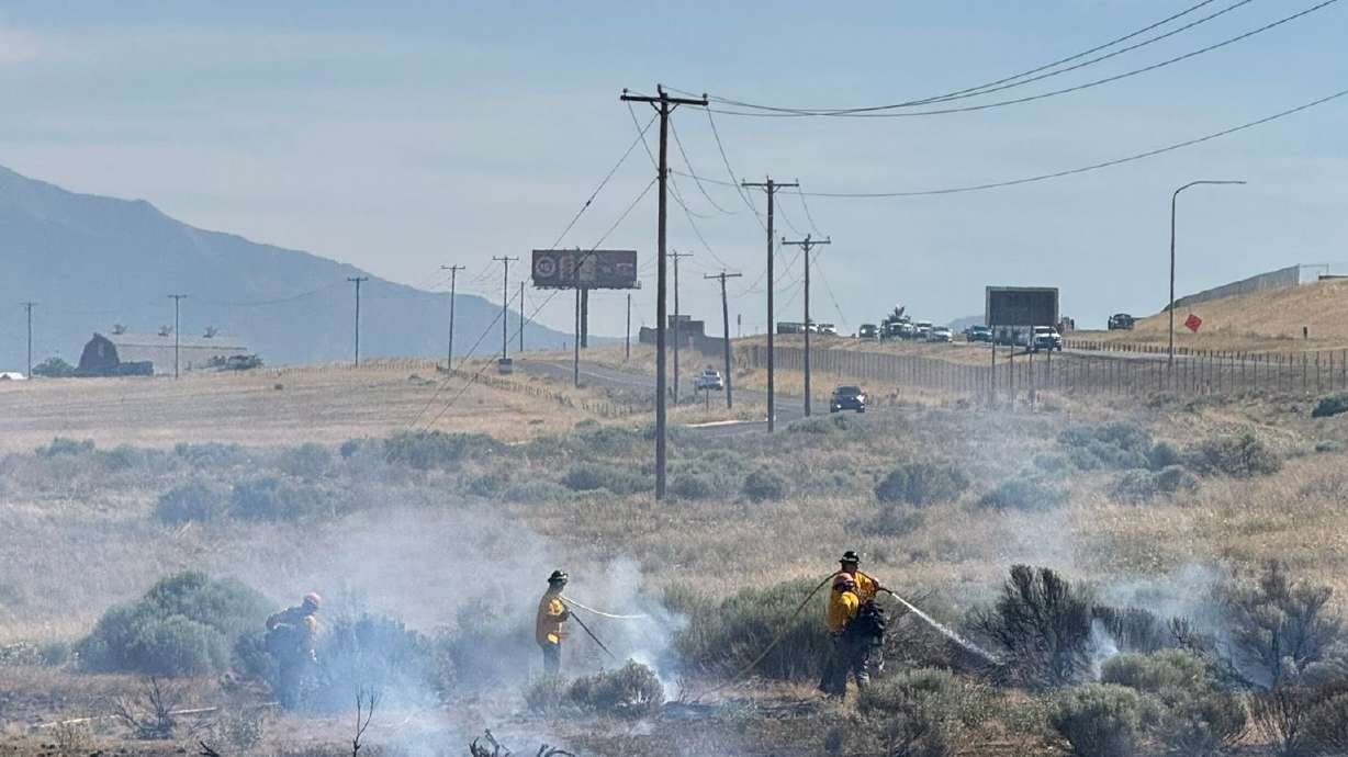 A grass fire started in Santaquin on Tuesday.