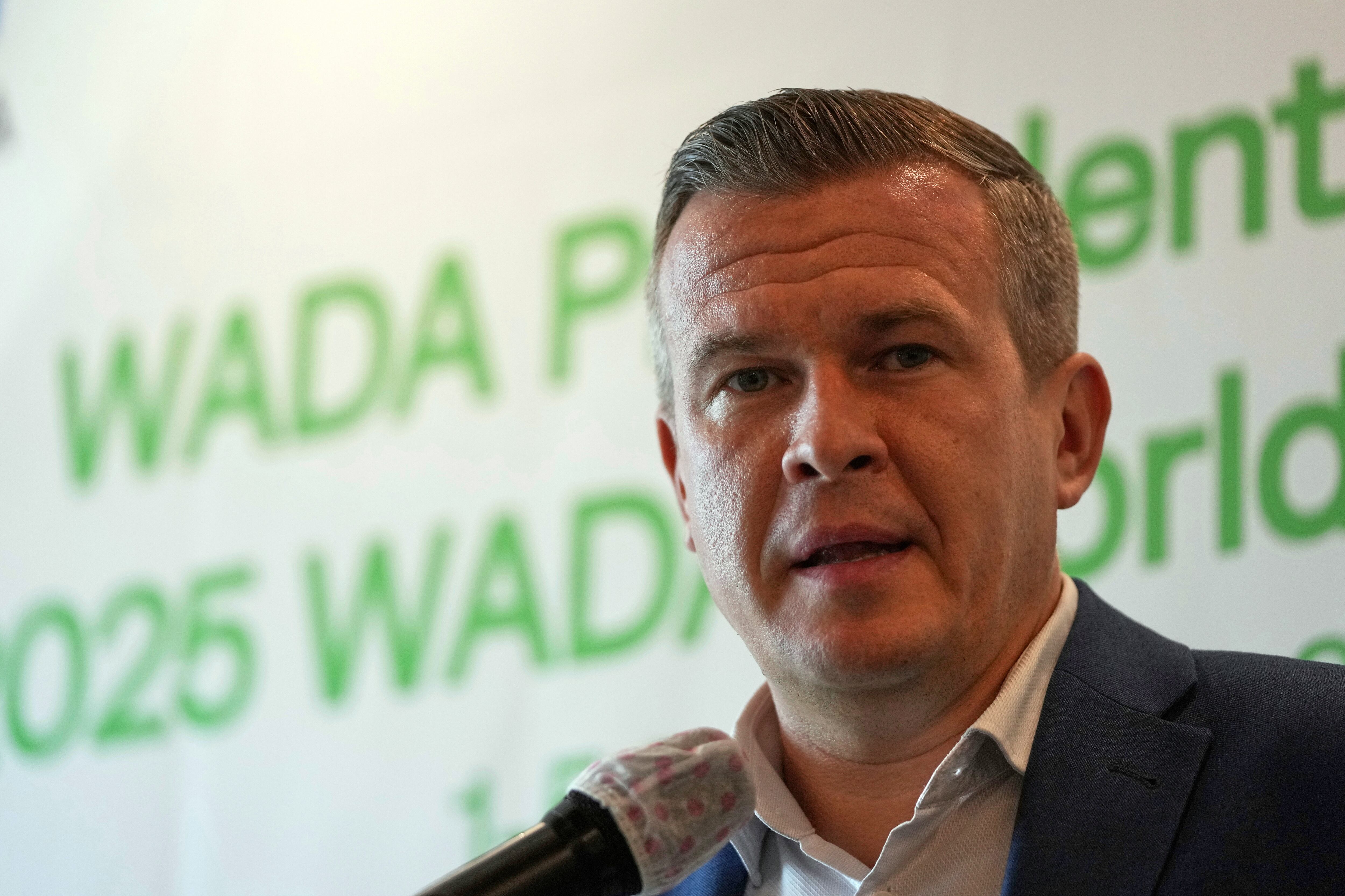 President of the World Anti-Doping Agency (WADA) Witold Banka speaks during a press briefing for the upcoming 2025 WADA World Conference on Doping in Sports, in Seoul, South Korea, Aug. 26, 2025.