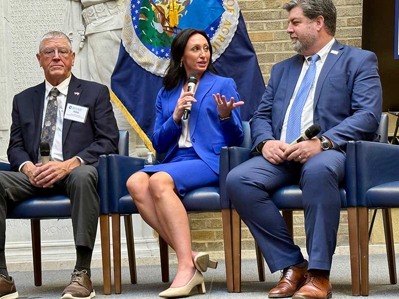 Jamie Kress, center, participating in a panel discussion for the U.S. Dept. of Agriculture’s National Ag Day in March.