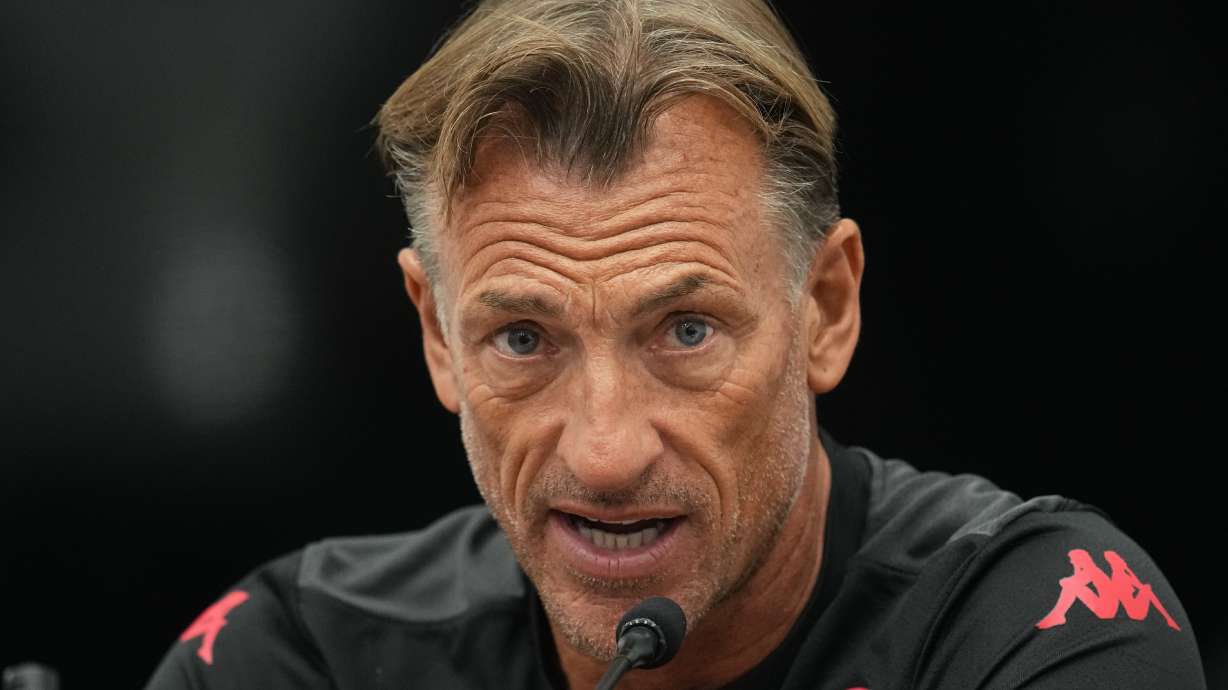 Hervé Renard speaks during a news conference, Tuesday, June 16, 2026, in Santiago Nuevo Leon, near Monterrey, Mexico, after being named the new coach for Tunisia's World Cup soccer team.