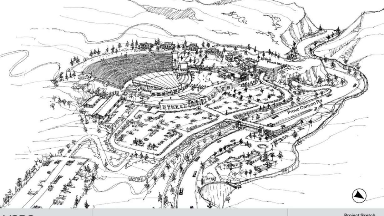 A rendering of the proposed Vesper Amphitheater project in Provo Canyon.