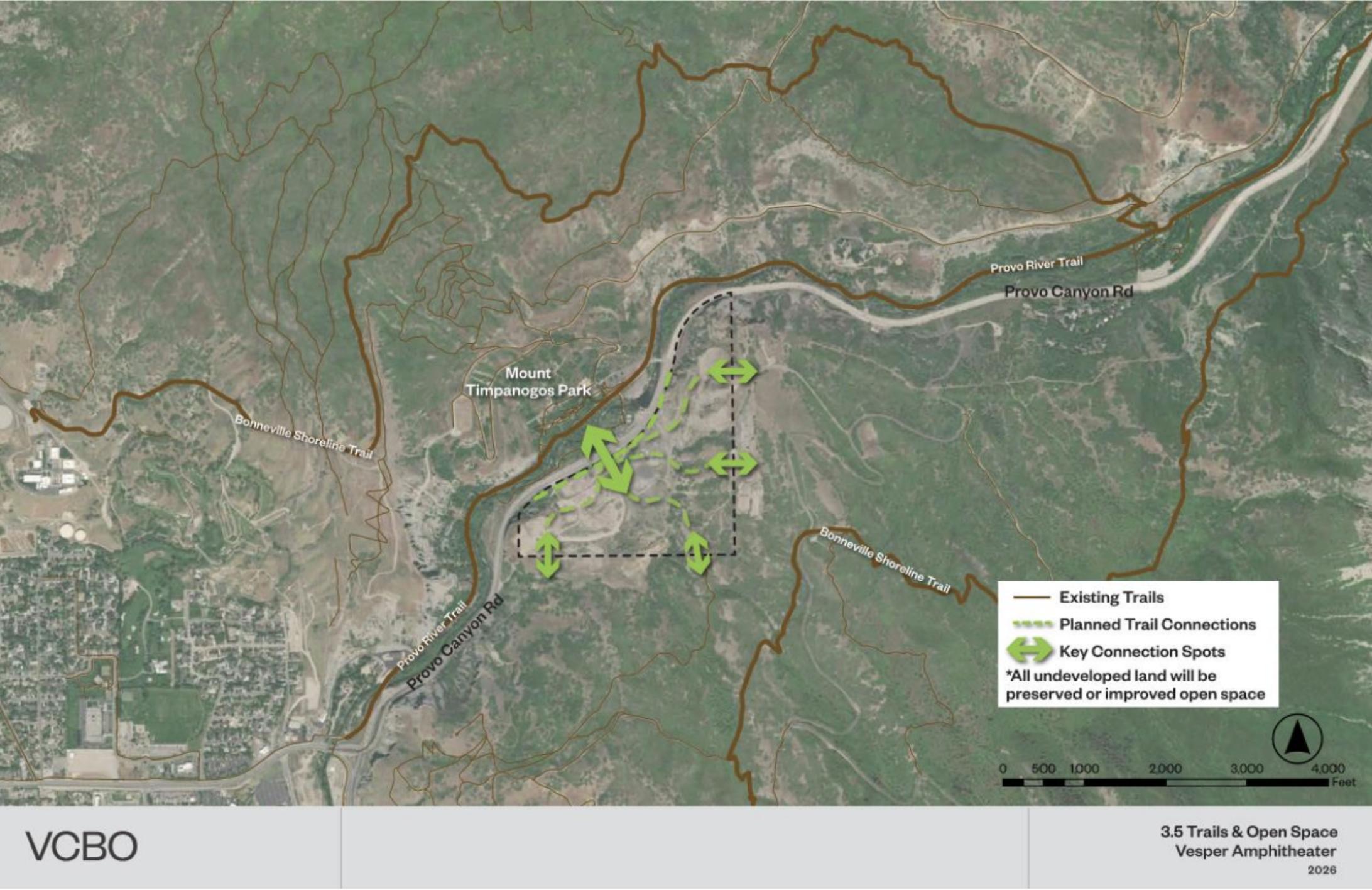 A map of the proposed trail connections Vesper Amphitheater intends to implement alongside its music venue project in Provo Canyon.