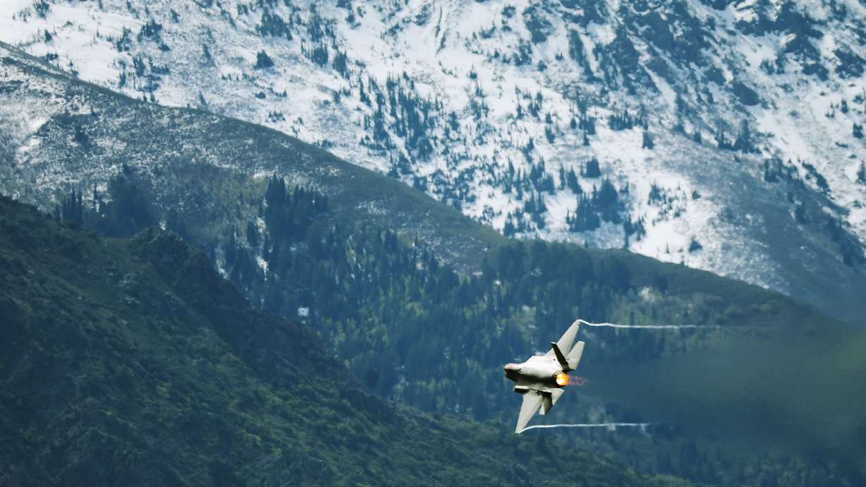 Maj. Kristin “Beo” Wolfe flies in a demonstration at Hill Air Force Base on June 3, 2022. The U.S. Air Force Reserve's 419th Fighter Wing will be joined by the Utah Air National Guard's 151st Wing for a statewide July 4th flyover.
