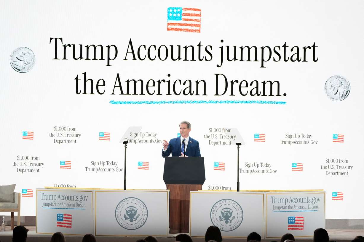 Treasury Secretary Scott Bessent speaks during the launch of a program known as Trump Accounts at the Andrew W. Mellon Auditorium, Wednesday, Jan. 28, 2026, in Washington.