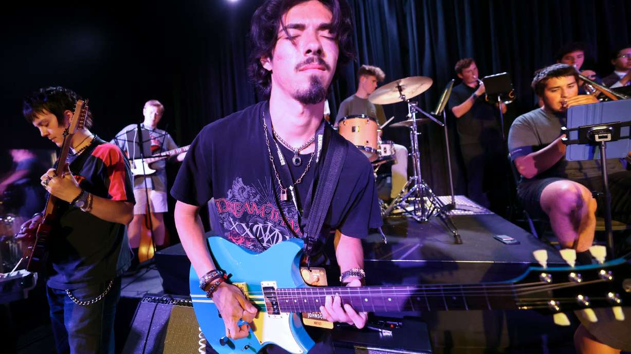 Dillon Johnson rehearses with the Crescent Super Band at Caleb Chapman’s Soundhouse in Pleasant Grove on June 15.