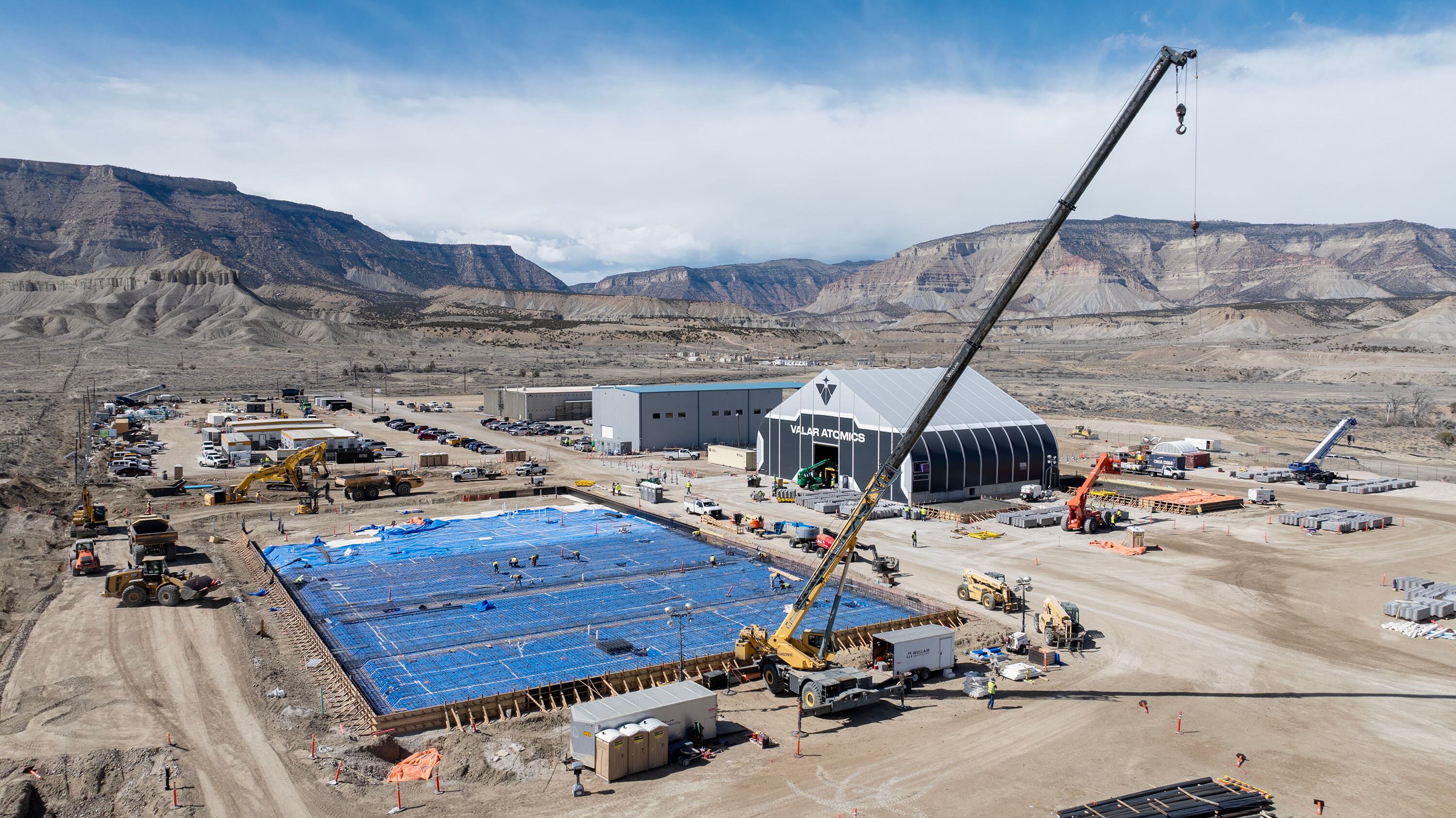 Workers continue to prepare the facility at Valar Atomics in Orangeville on March 10, for a small modular reactor.