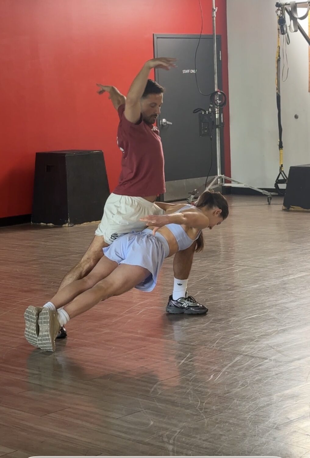 Olympians Lilah Fear and Lewis Gibson are pictured during an ice dance rehearsal with Utah choreographer Randi Strong. Fear and Gibson are part of the growing number of Olympic skaters training with Strong.