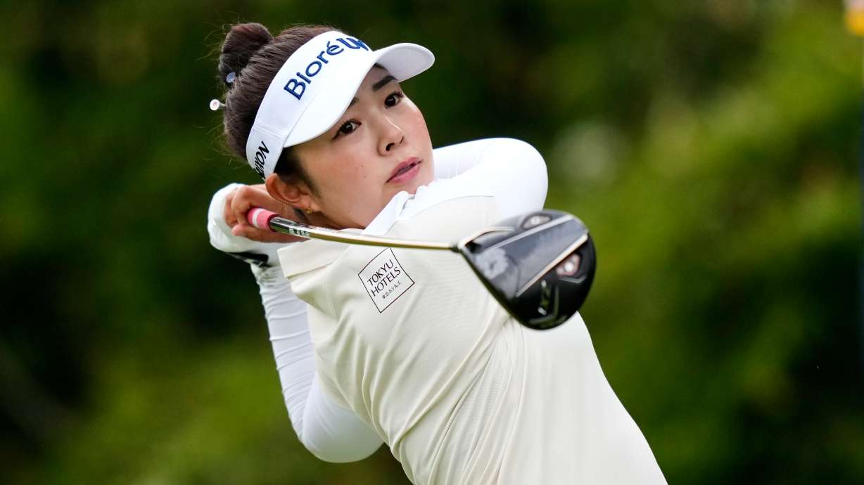 Miyu Yamashita, of Japan, hits off the 12th tee during the first round of the U.S. Women's Open golf tournament Thursday, June 4, 2026, in the Pacific Palisades area of Los Angeles.