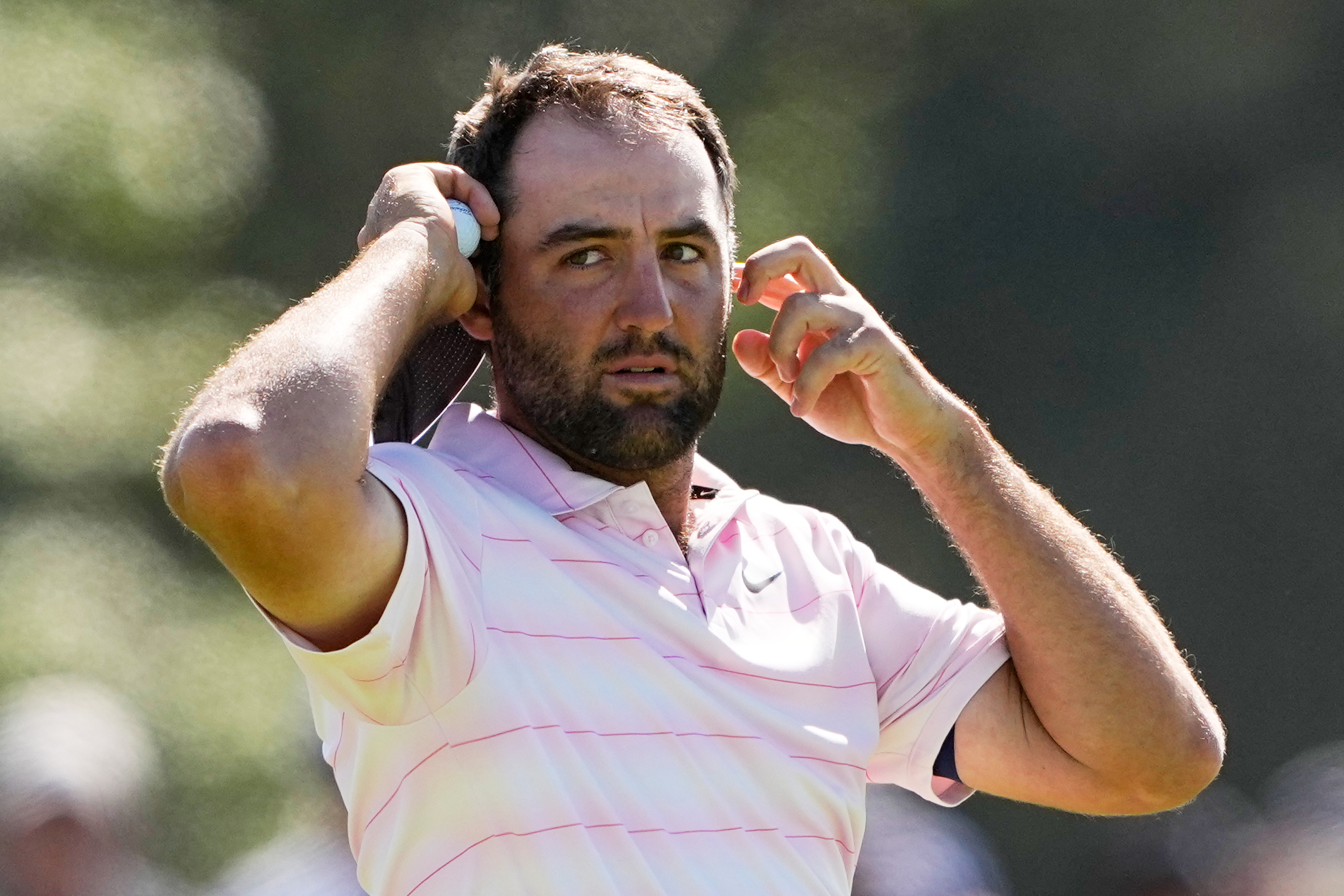 Scottie Scheffler waits to play on the eighth hole during the final round of the U.S. Open golf tournament at Shinnecock Hills Golf Club in Southampton, N.Y., Sunday, June 21, 2026.
