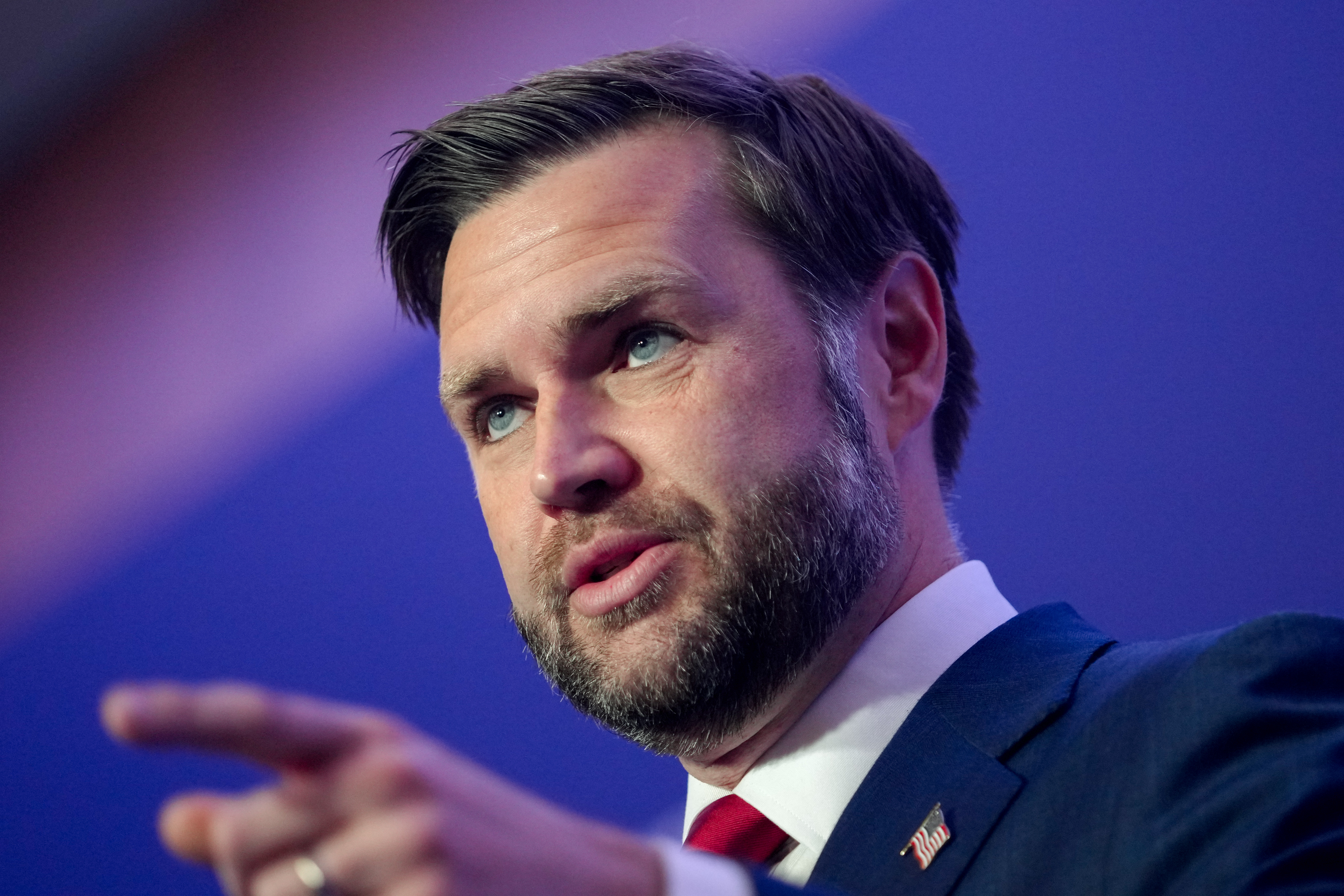 Vice President JD Vance speaks to members of the media after the U.S. and Iran held high-level talks at the Bürgenstock Resort in Obbuergen, near Lucerne, in Switzerland, Monday. Vance said unfrozen Iranian assets would be used to purchase American-grown food, a claim disputed by Iran.