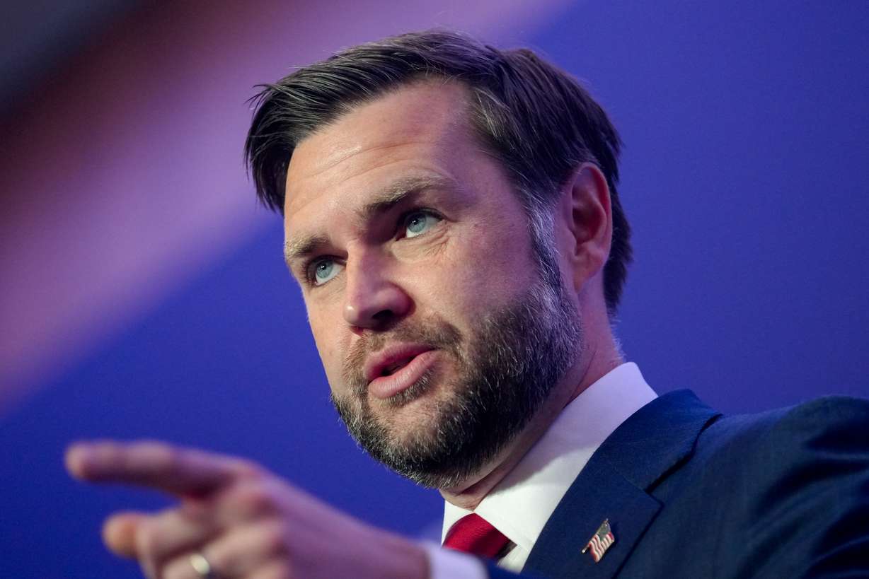 Vice President JD Vance speaks to members of the media after the U.S. and Iran held high-level talks at the Bürgenstock Resort in Obbuergen, near Lucerne, in Switzerland, Monday. Vance said unfrozen Iranian assets would be used to purchase American-grown food, a claim disputed by Iran.