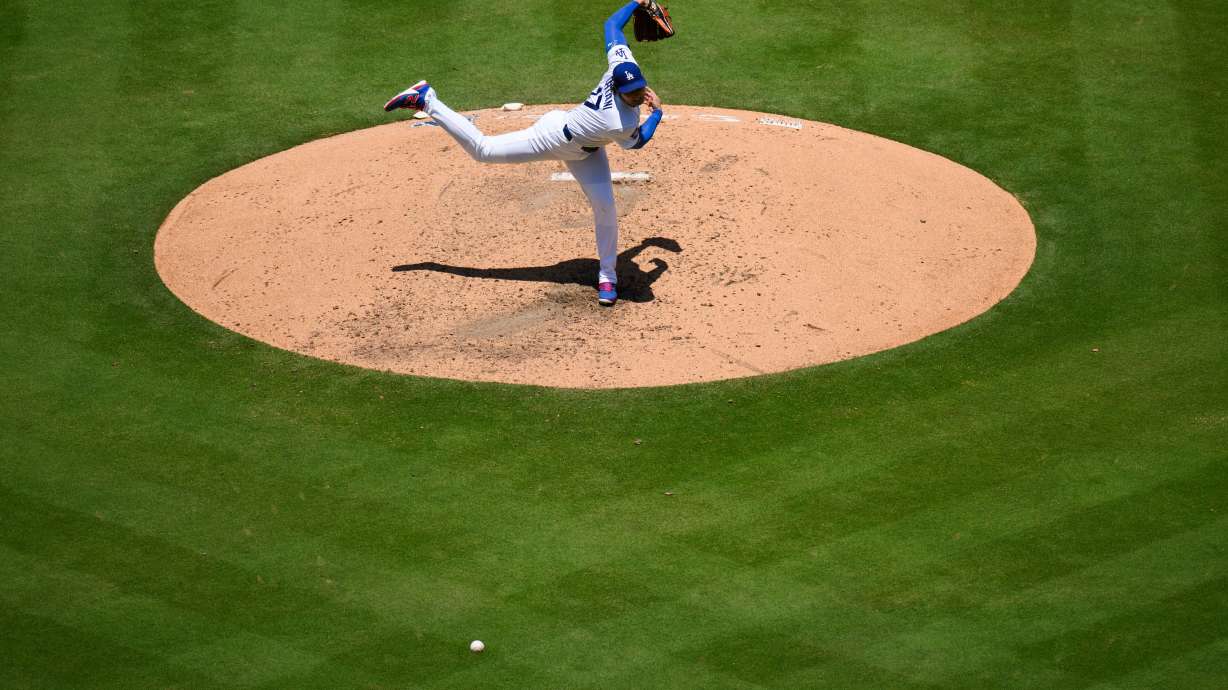Los Angeles Dodgers starting pitcher Shohei Ohtani delivers during the fifth inning of a baseball game against the Tampa Bay Rays in Los Angeles, Wednesday, June 17, 2026.