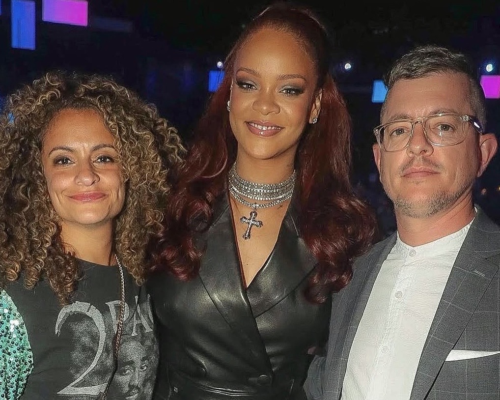 Noah Sheer poses with Rihanna and Def Jam Executive Vice President and General Manager Nicki Farag during his time with the record label.
