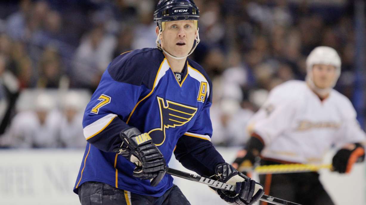FILE - St. Louis Blues' Keith Tkachuk skates during the first period of an NHL hockey against the Anaheim Ducks game, April 9, 2010, in St. Louis.