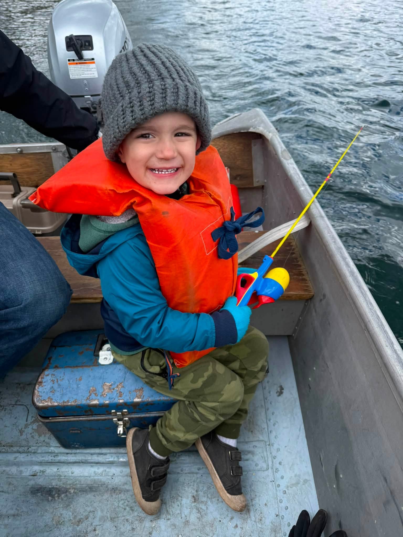 Jackson West, 3, poses for a picture during an annual family trip to Fish Lake. The family's fishing boat began to sink after a sudden storm flooded it on May 29. The family of seven all had life jackets on except for mother, Heather West, who swam Jackson to safety, nearly at the cost of her own life.