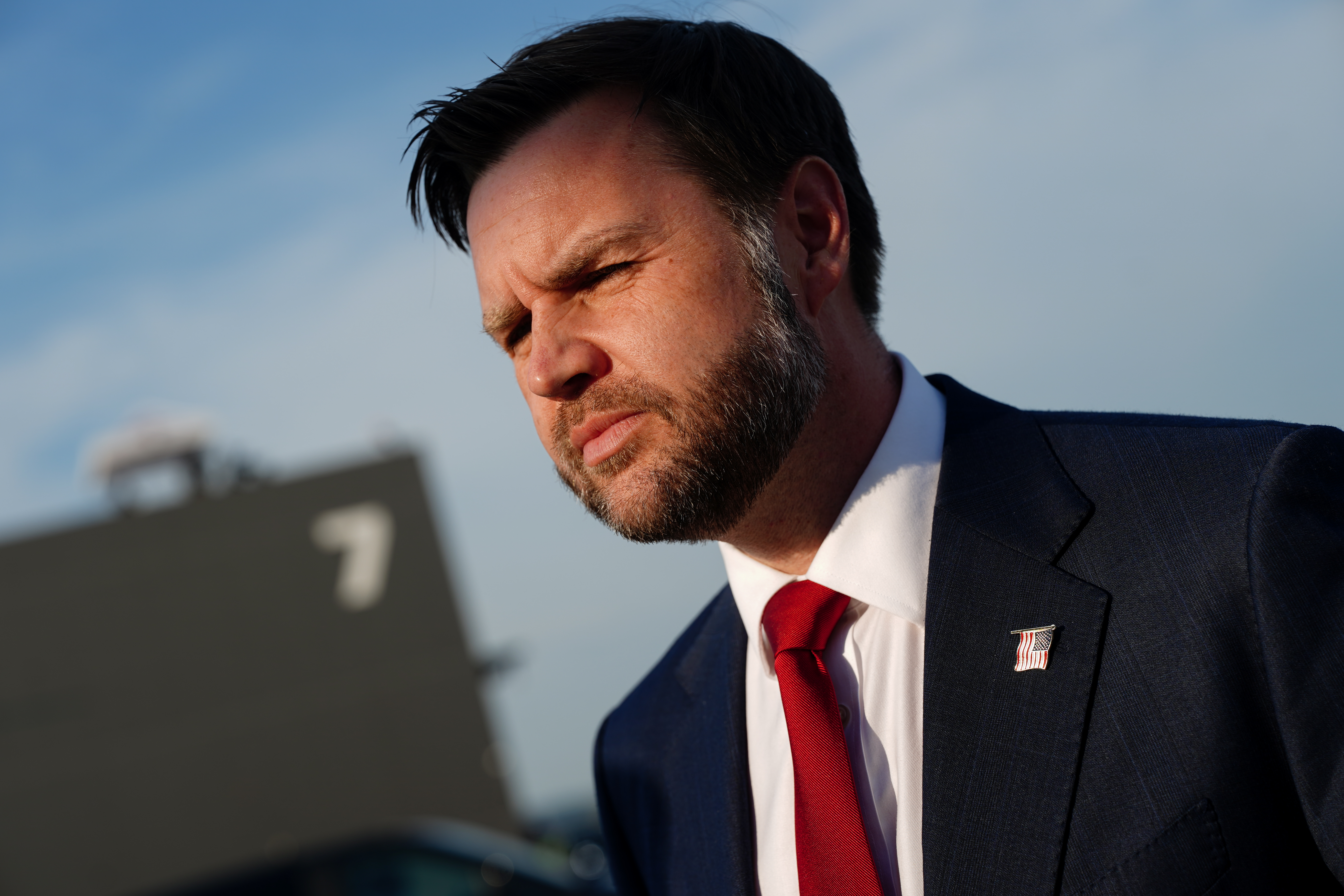 Vice President JD Vance before boarding Air Force Two at Emmen Military Air Base, Emmen, Switzerland, Monday, after the U.S. and Iran held high-level talks at the Lake Lucerne Summit. Vance's comments on U.N. inspectors being allowed to Iranian nuclear sites were refuted by Iran's Foreign Ministry on Tuesday.