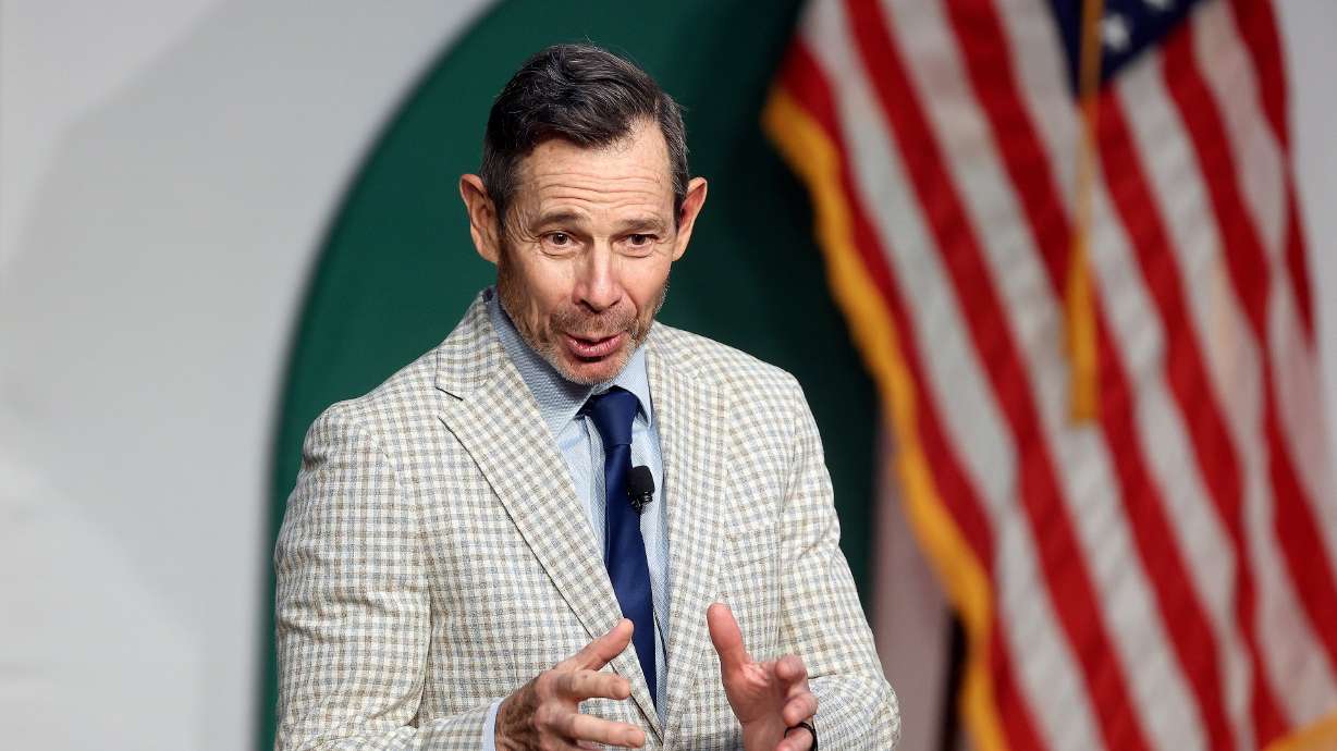 Sen. John Curtis speaks at the Scott C. Keller Business Building at UVU in Orem on May 4. Curtis introduced a bipartisan bill on Tuesday to create a framework on AI chatbot regulations.