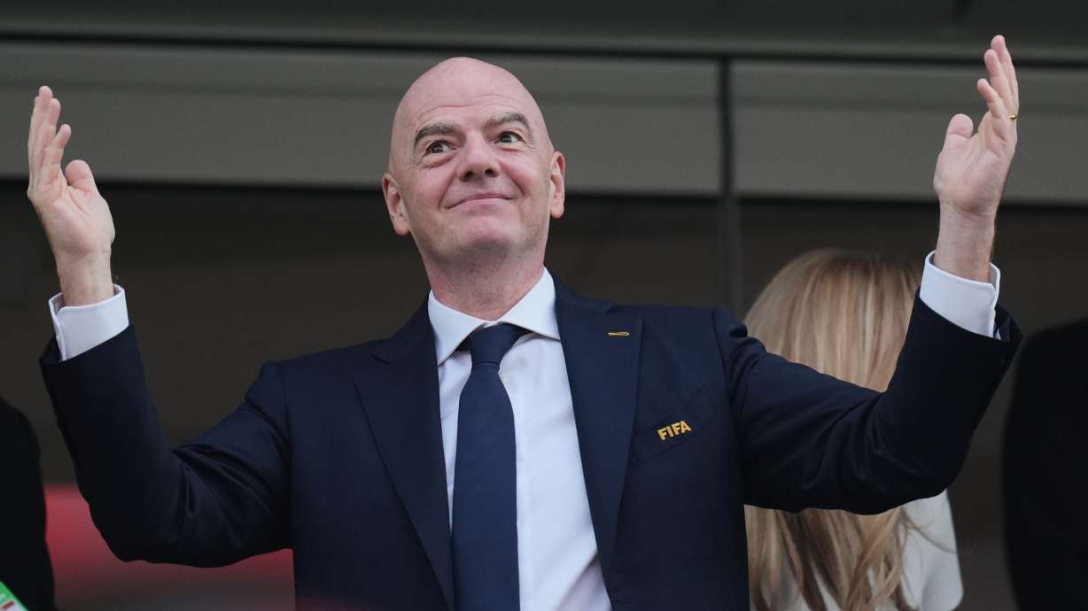 FIFA President Gianni Infantino attends the World Cup Group D soccer match between the United States and Paraguay in Inglewood, Calif., near Los Angeles, Friday, June 12, 2026.