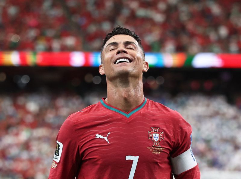 Soccer Football - FIFA World Cup 2026 - Group K - Portugal v Uzbekistan - Houston Stadium, Houston, Texas, U.S. - June 23, 2026 Portugal's Cristiano Ronaldo celebrates scoring their third goal IMAGN IMAGES via Reuters/Troy Taormina