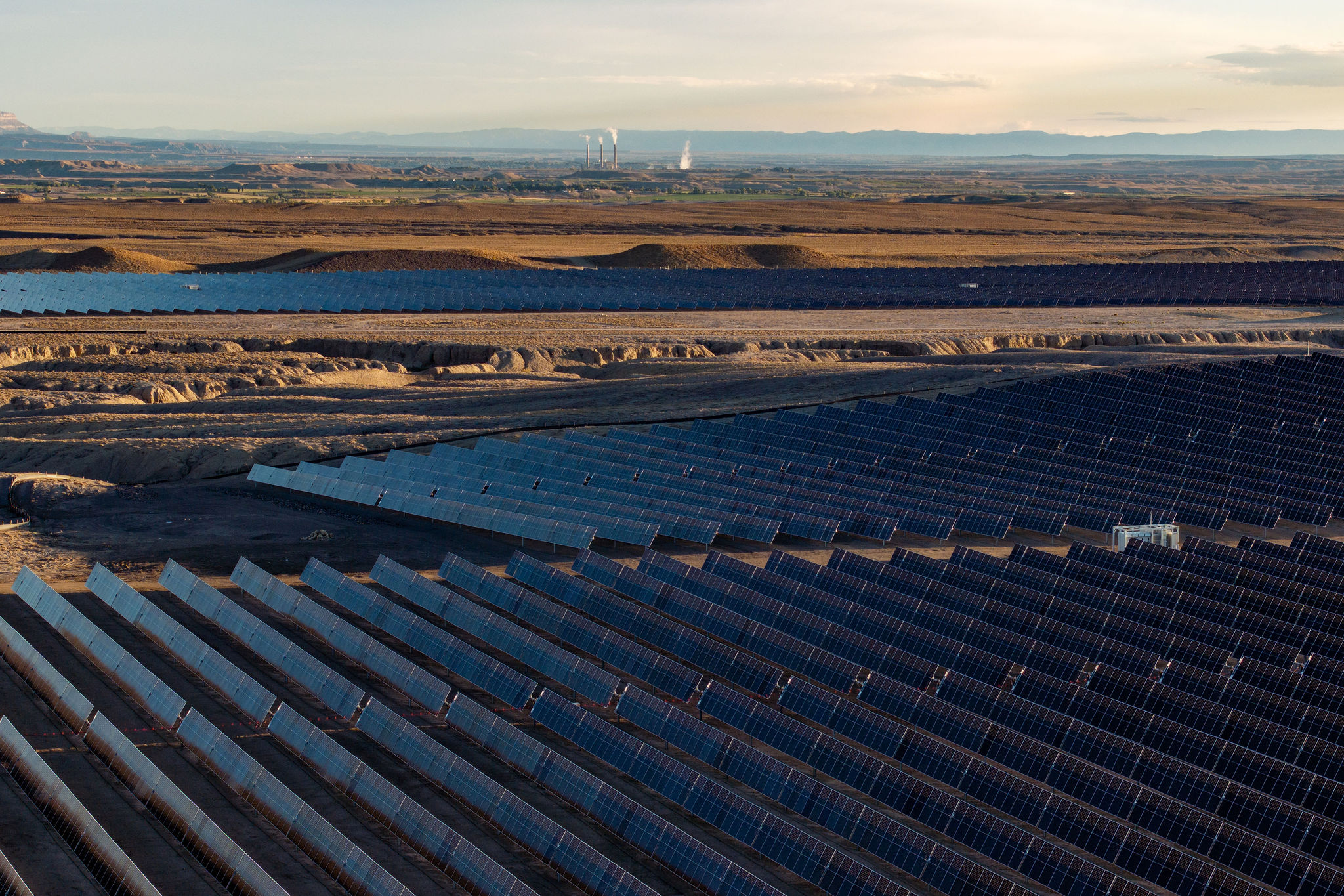 The Green River Energy Project is pictured in Emery County. Utah on Monday became home to one of the largest solar power and energy storage projects in the nation when Salt Lake City-based rPlus Energies kicked off operations in Emery County.