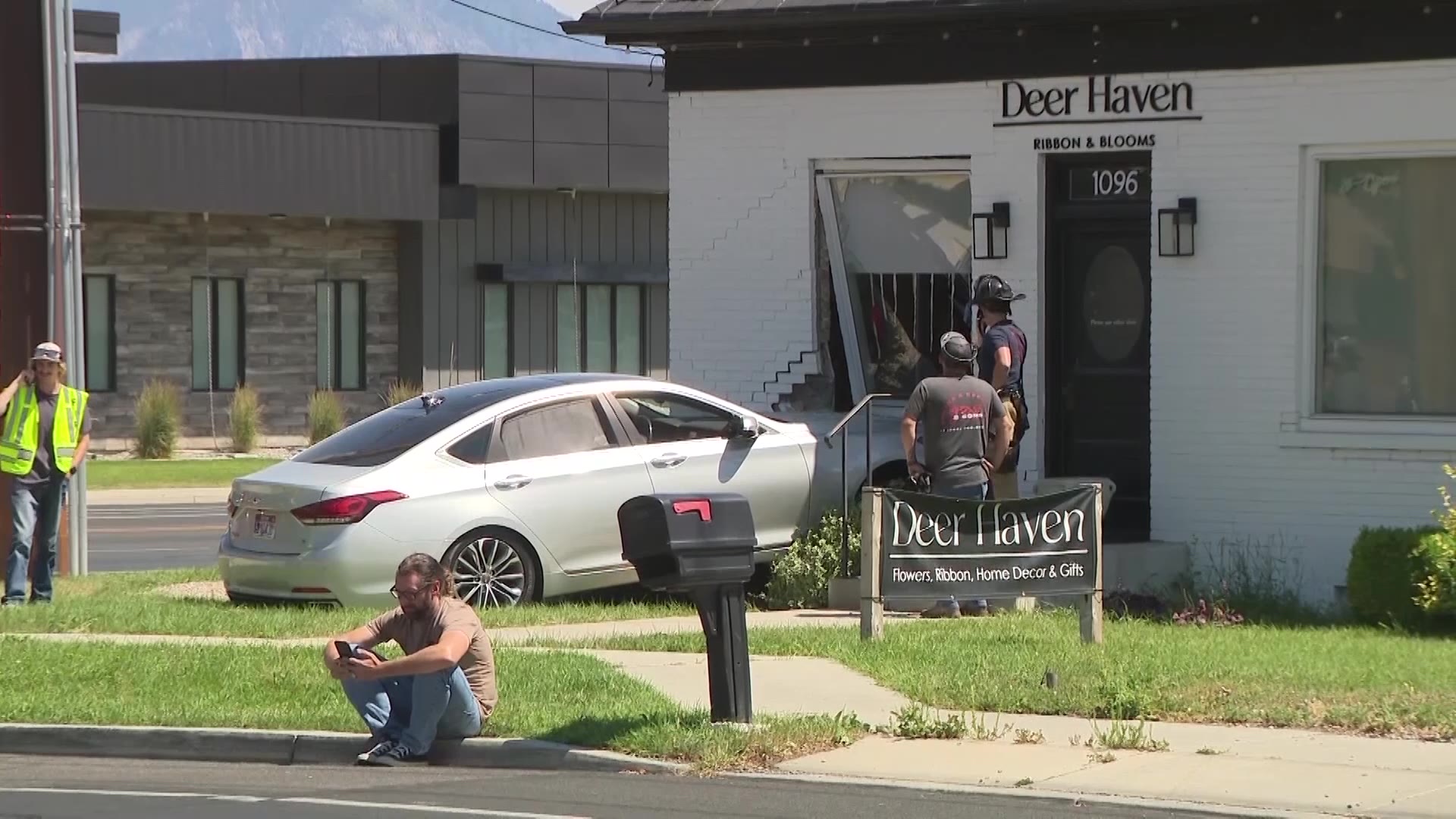Deer Haven Ribbon and Blooms in American Fork is pictured after a car crashed into it on Sunday.