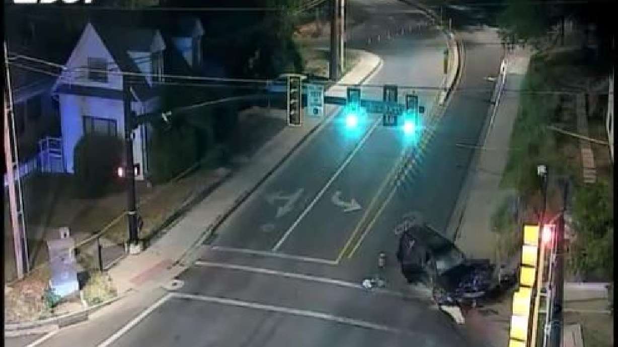 A Utah Department of Transportation camera shows the scene of a crash near Utah's Capitol at about 2 a.m. on Wednesday.