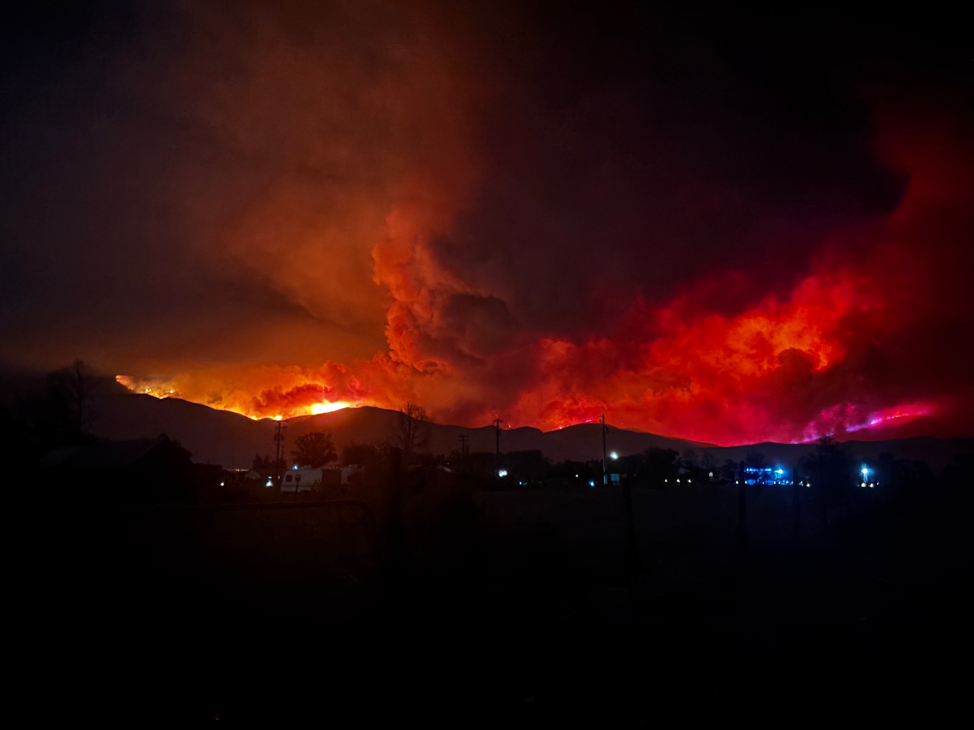 The Cottonwood Fire is seen from Circleville at 10:38 p.m. on Tuesday.