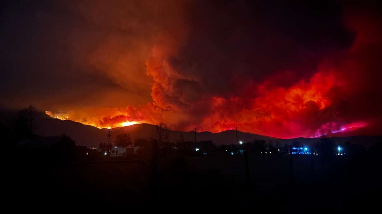 The Cottonwood Fire is seen from Circleville at 10:38 p.m. on Tuesday.