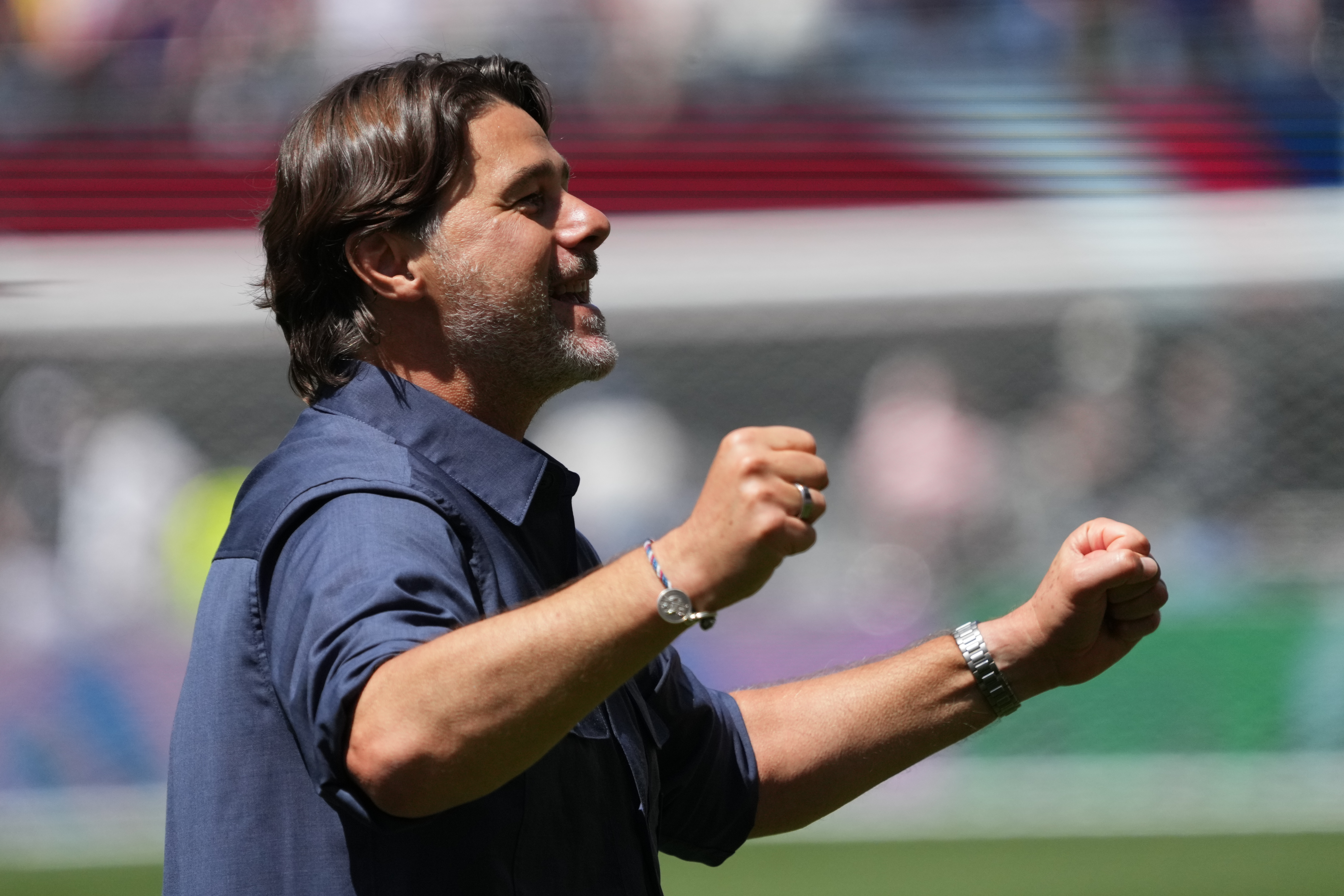 United States head coach Mauricio Pochettino reacts after the World Cup Group D soccer match between the United States and Australia in Seattle, Friday, June 19, 2026.