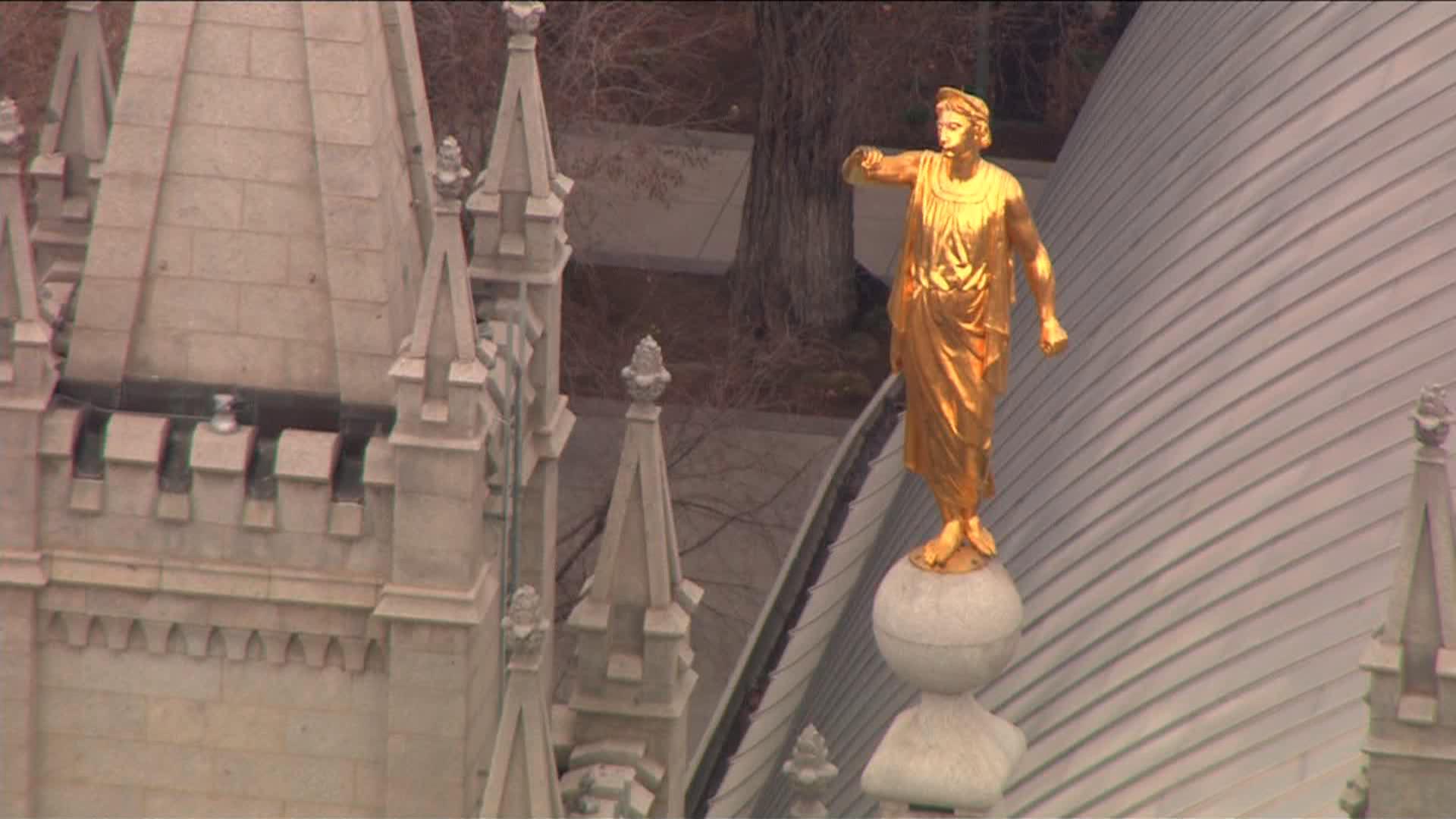 Salt Lake Temple's angel Moroni loses trumpet In earthquake