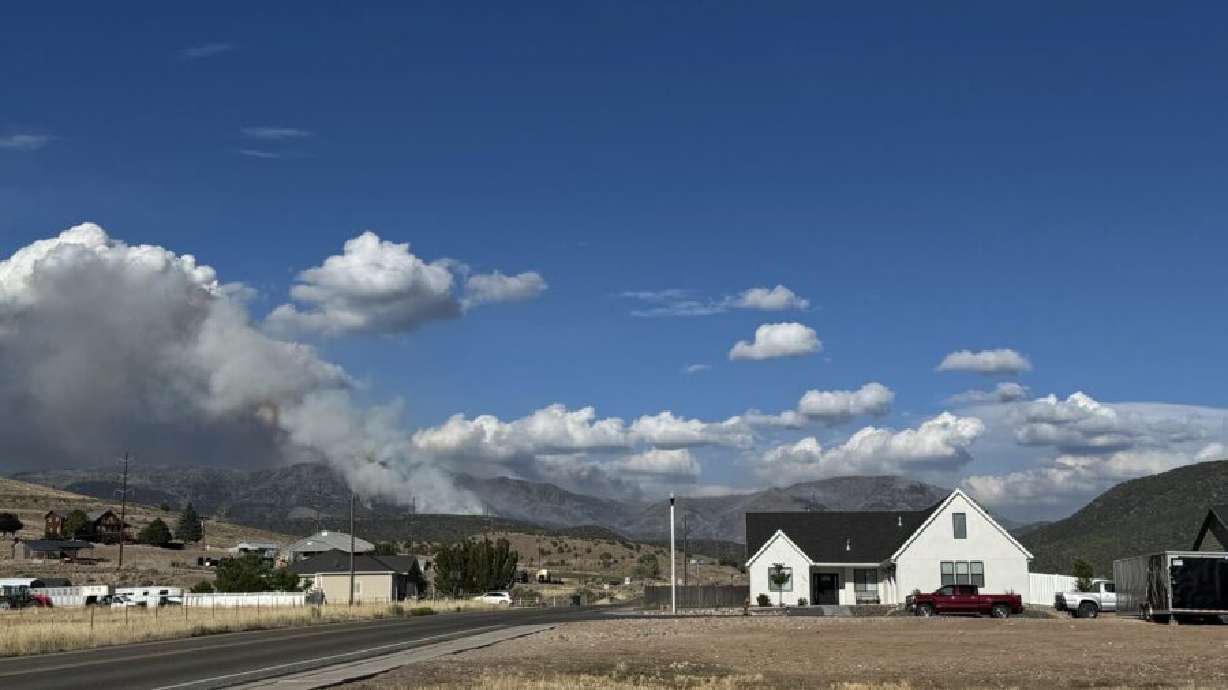 The Cottonwood Fire is pictured from a distance in Beaver on Wednesday.