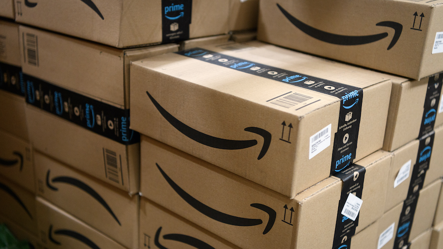 HEMEL HEMPSTEAD, ENGLAND - NOVEMBER 14: Items in "Amazon Prime" branded packaging are seen at the Amazon Fulfillment Centre on November 14, 2018 in Hemel Hempstead, England. The online retailer Amazon will again take part in the now-traditional "Black Friday" sales this year, with reductions available from 16-25 November. (Photo by Leon Neal/Getty Images) (Photo by Leon Neal/Getty Images)
