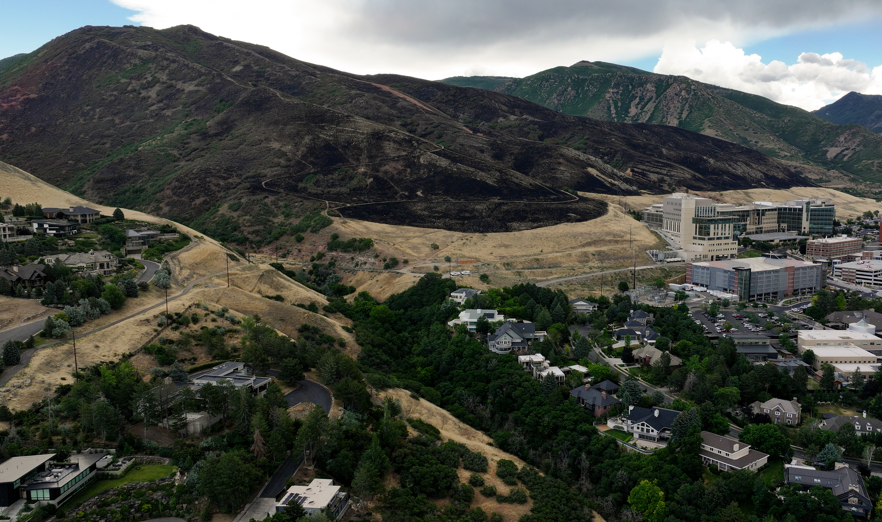 The Bonneville Fire burn scar is pictured in Salt Lake City on Thursday, June 25, 2026.