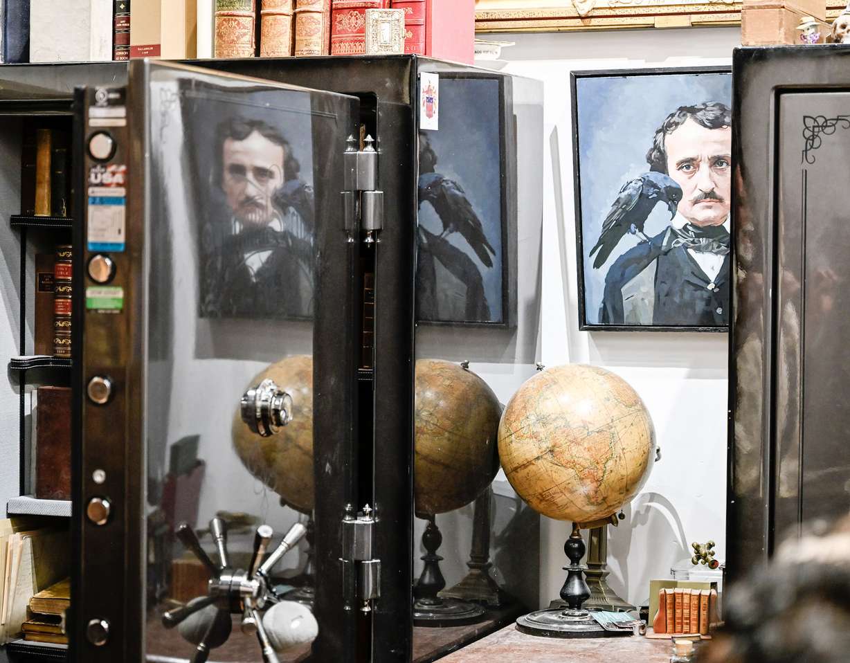 History objects shown at Moons Rare Books in Provo.