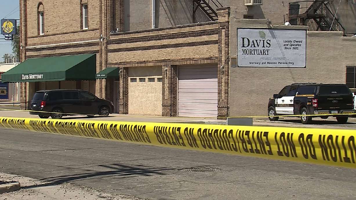 This image from video provided by KRDO13 shows Davis Mortuary in Pueblo, Colo., Aug. 21, 2025. Police on Thursday arrested two Colorado men, including a former county coroner, for allegedly mishandling at least two dozen decomposing bodies.