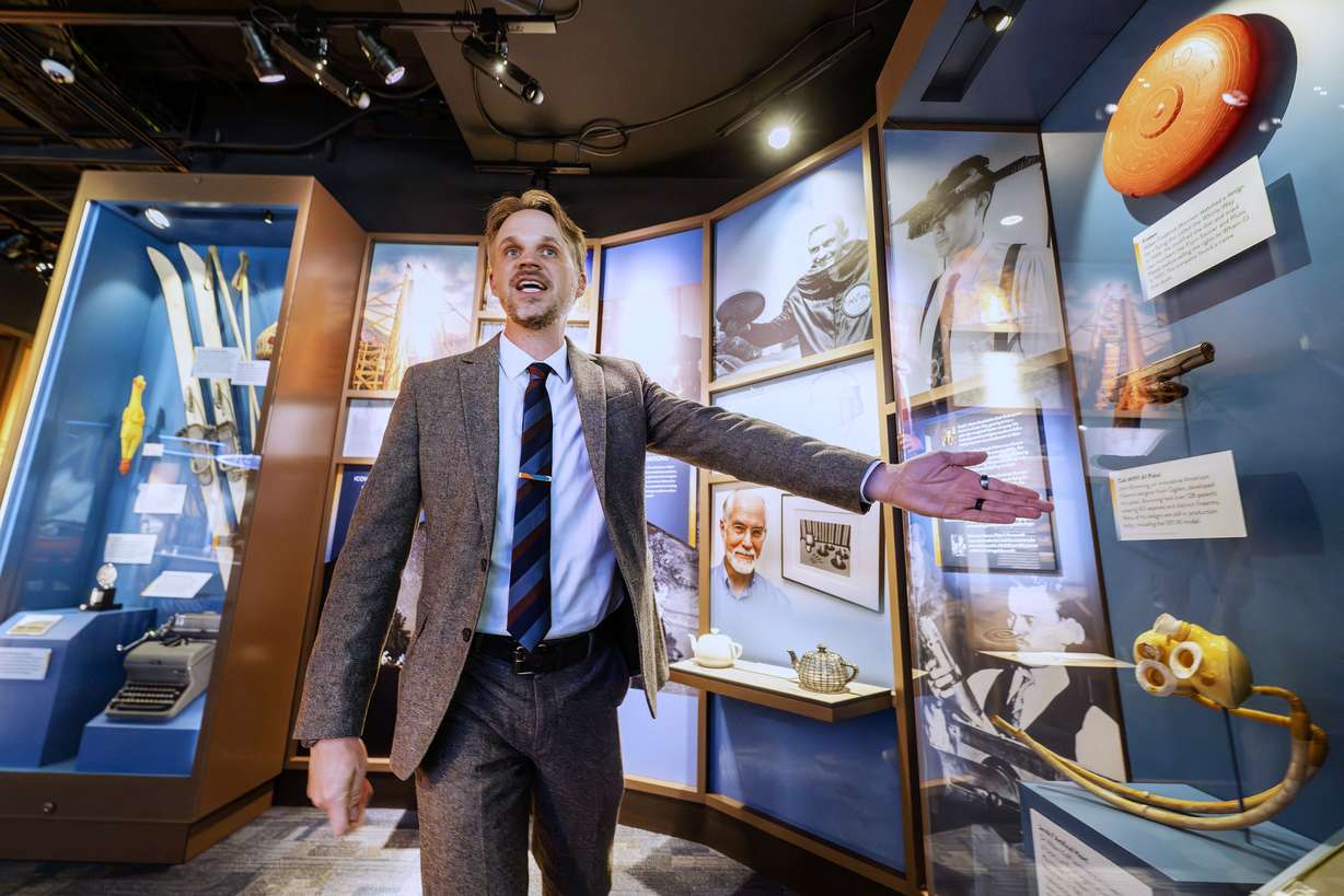 Museum Director Tim Glenn gives a tour of the Museum of Utah to media members in Salt Lake City on Monday. The museum is operated by the Utah Historical Society and is Utah’s first dedicated state history museum and a new cultural landmark on the Capitol Complex that bridges past, present and future.
