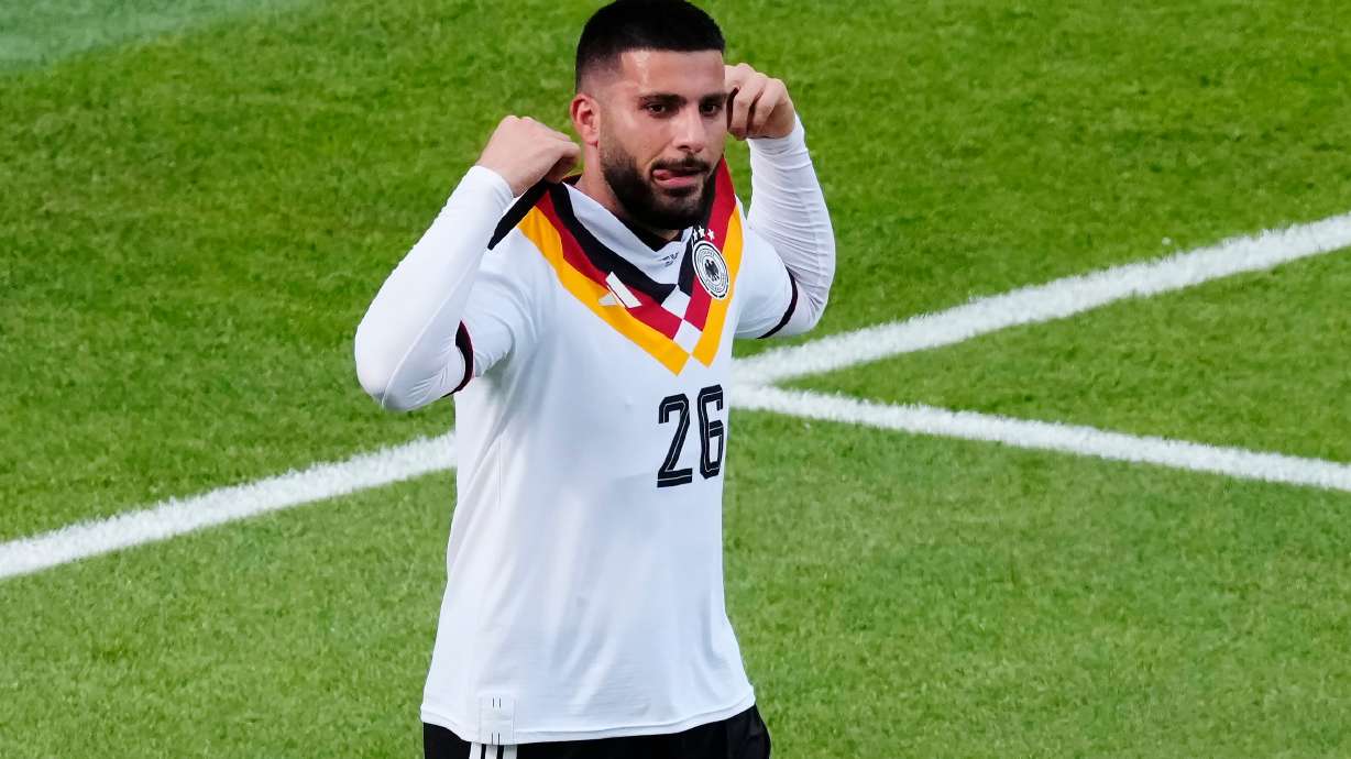 Germany's Deniz Undav (26) celebrates after scoring their second goal during the World Cup Group E soccer match between Germany and Ivory Coast in Toronto, Saturday, June 20, 2026.