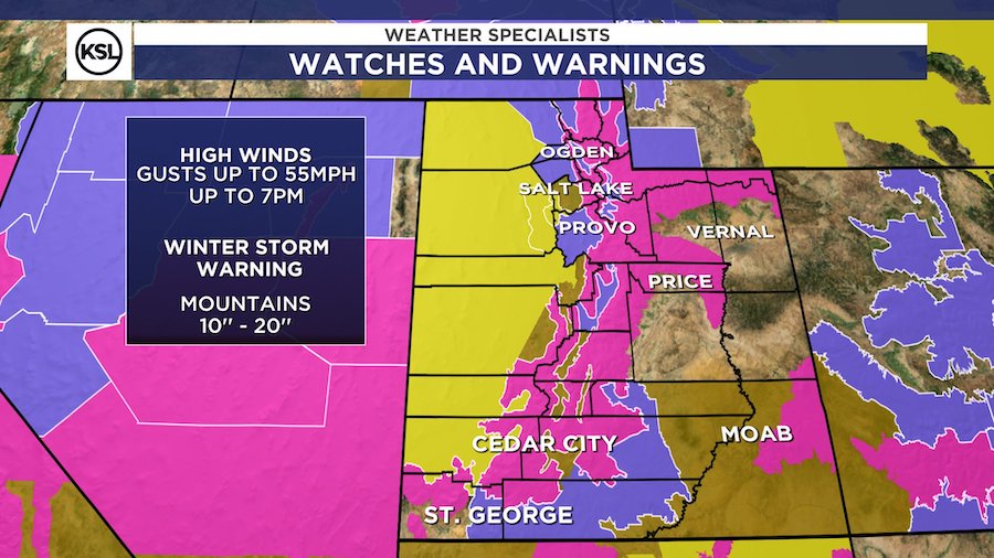 Winter weather warning, advisories issued across Utah | KSL.com