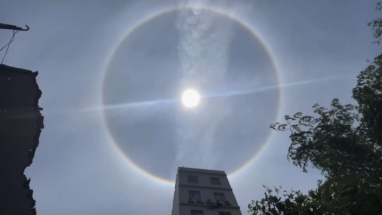 A rare sun halo in Da Nang, Vietnam, April 30. To see a sun halo like this is rare, especially from on the ground.