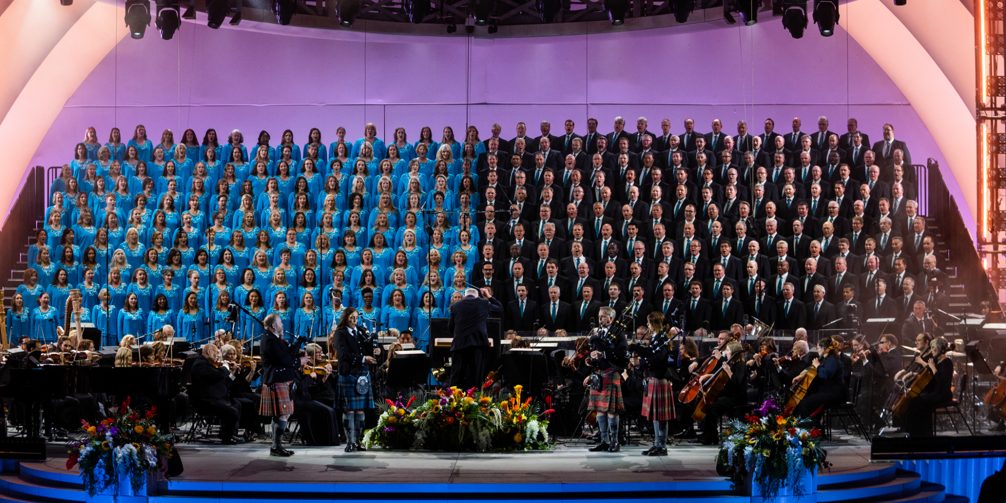 The Tabernacle Choir and Orchestra at Temple Square perform at the Hollywood Bowl in Los Angeles, California, on Wednesday.