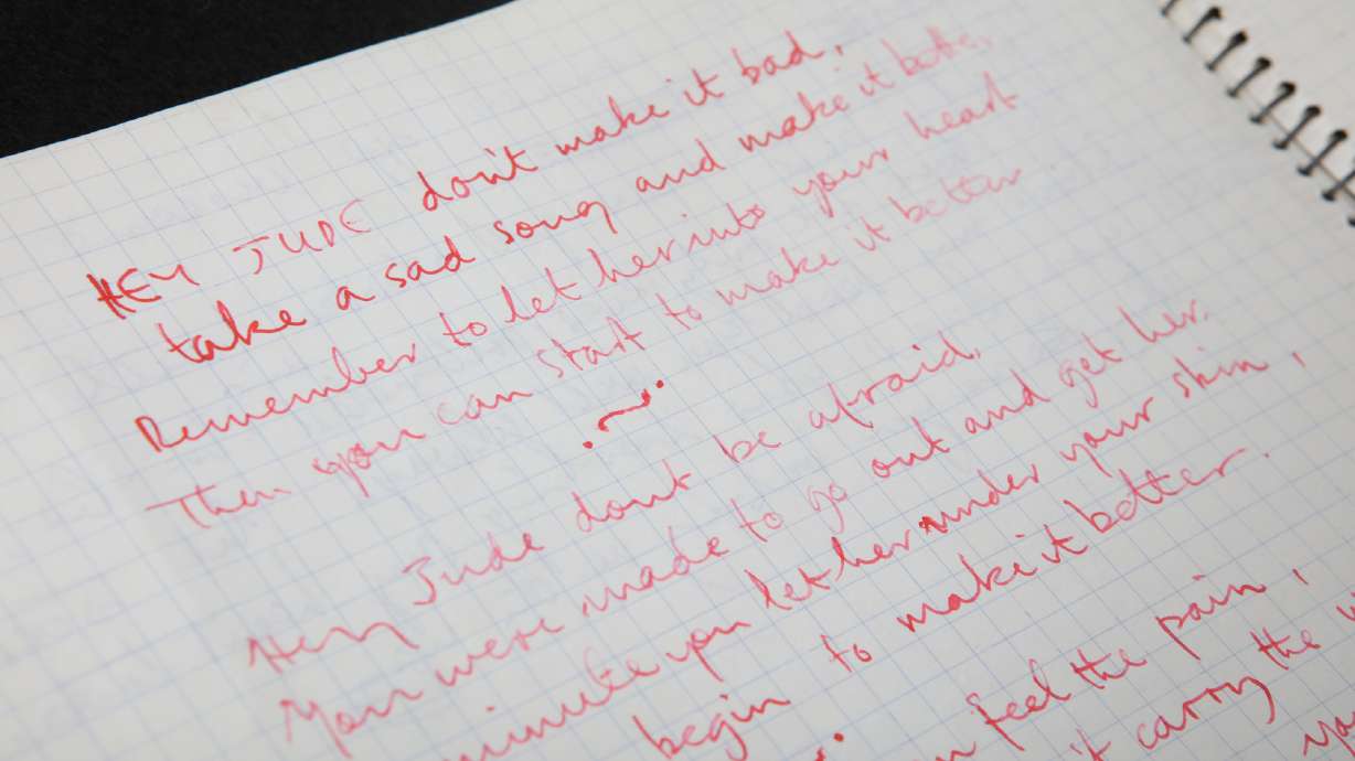 The Beatles: Rare notebook containing handwritten 'Hey Jude' lyrics to go on display