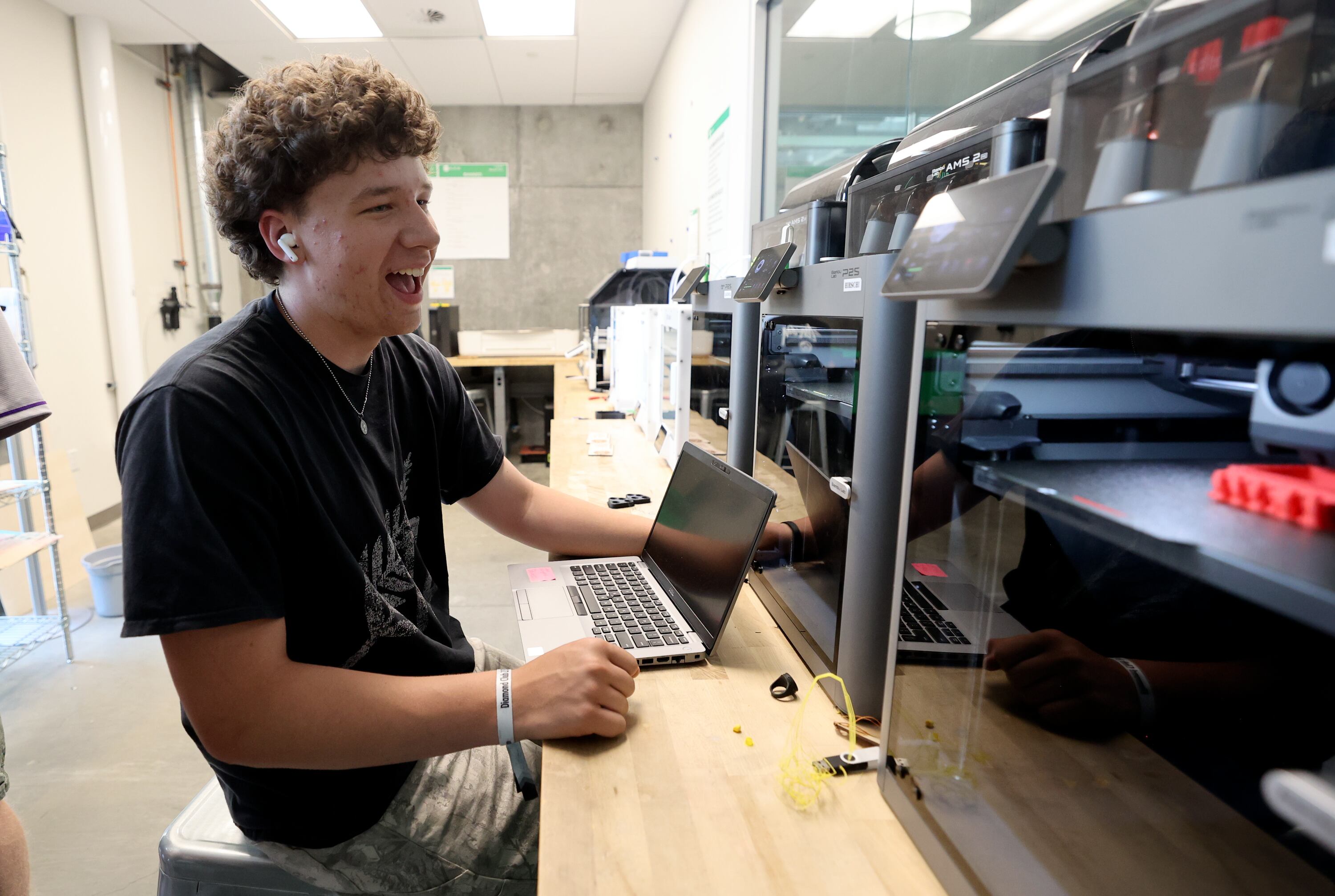 Ray Barlow, 17, of Sandy, waits for a 3D printer to finish printing a ring at Lassonde Startup Academy at the University of Utah’s Lassonde Studios in Salt Lake City on Monday. University President Taylor Randall said in a release that innovation coming to life is what sets the U. apart.