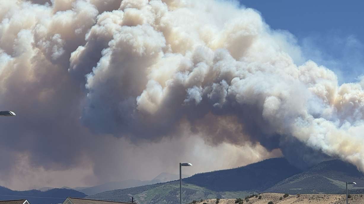 Smoke billows up from the Cottonwood Fire as seen on Friday.