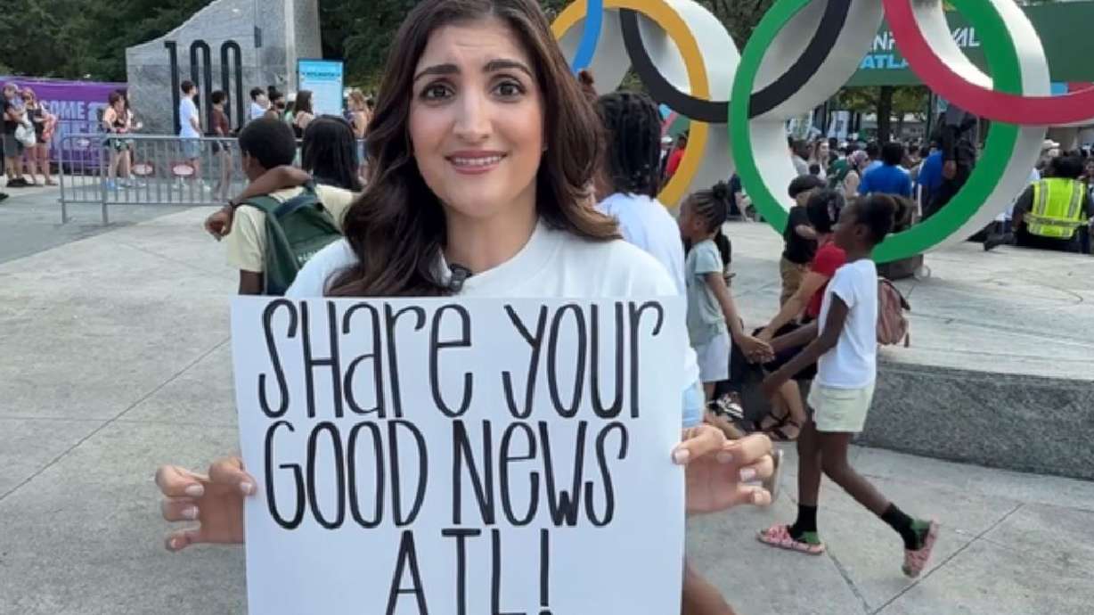 An Atlanta influencer is going viral by getting strangers to share their good news.