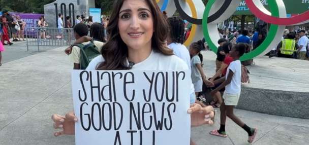 Influencer asking strangers to share their good news with the world