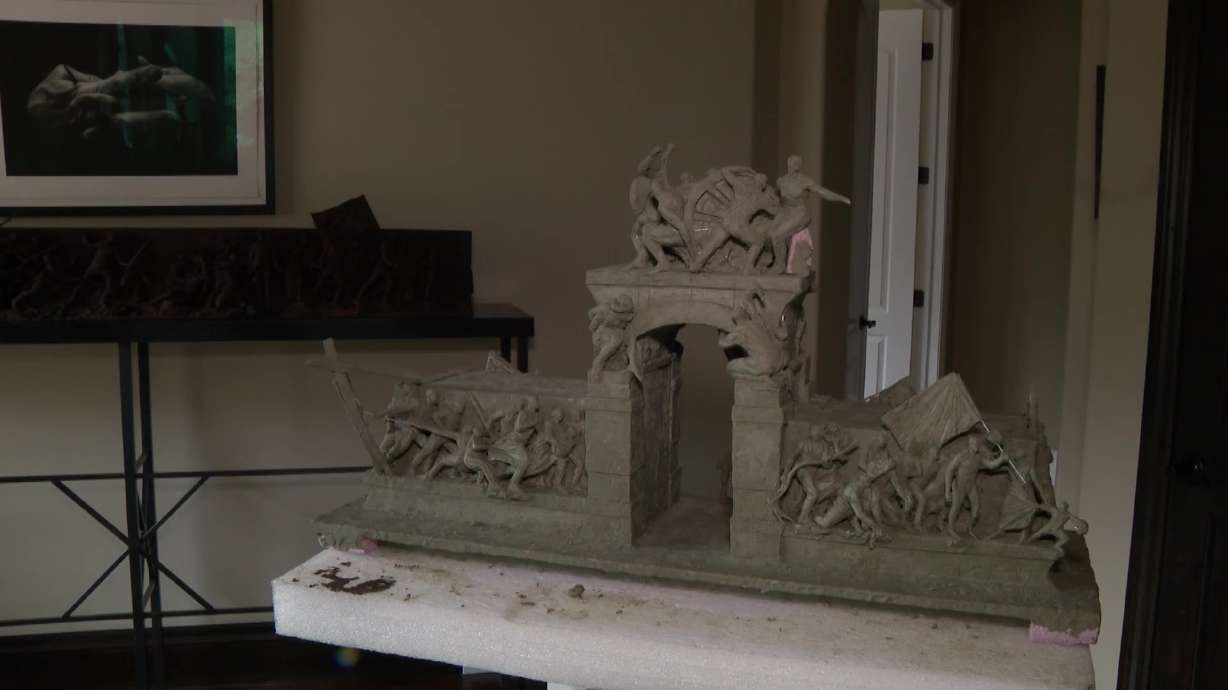 A model of The Grand Liberty Arch is pictured. A first-of-its-kind monument that could become one of the largest bronze sculptures in the western United States is under construction in Utah.