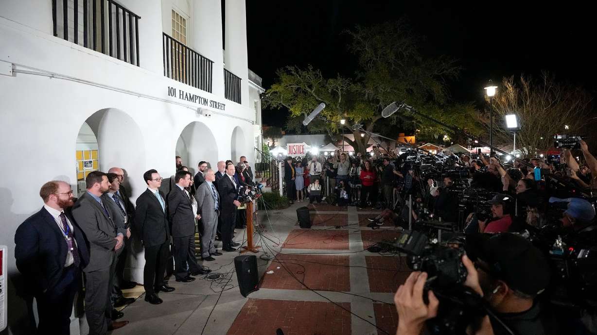 Media converged on the Colleton County Courthouse after Alex Murdaugh's conviction on March 2, 2023, in Walterboro, South Carolina.