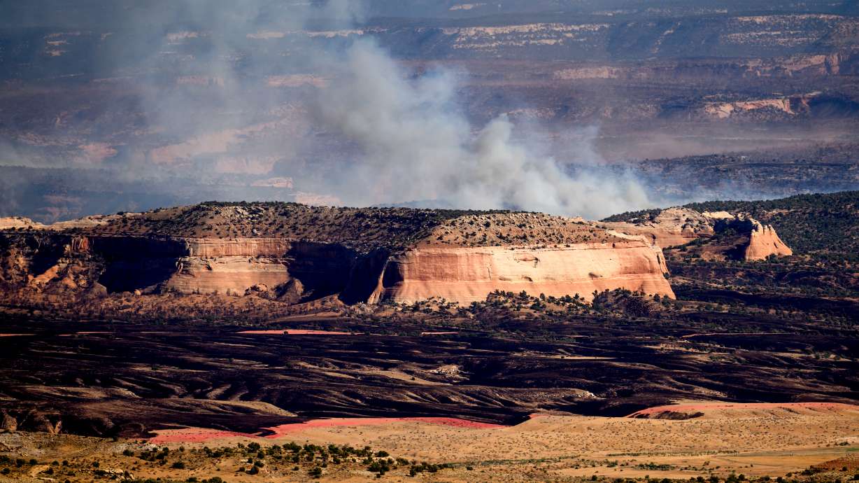 The Snyder Fire burns near Thompson Springs, Grand County, on Sunday.