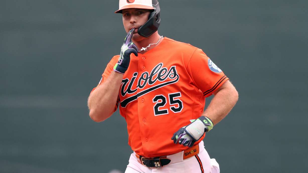 Baltimore Orioles' Pete Alonso celebrates after hitting a home run during the first inning of a baseball game against the Washington Nationals, Sunday, June 28, 2026, in Baltimore.